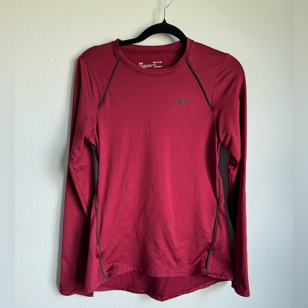 Under Armour Women's Fleece Lined Maroon Long Sleeve Shirt Size Small